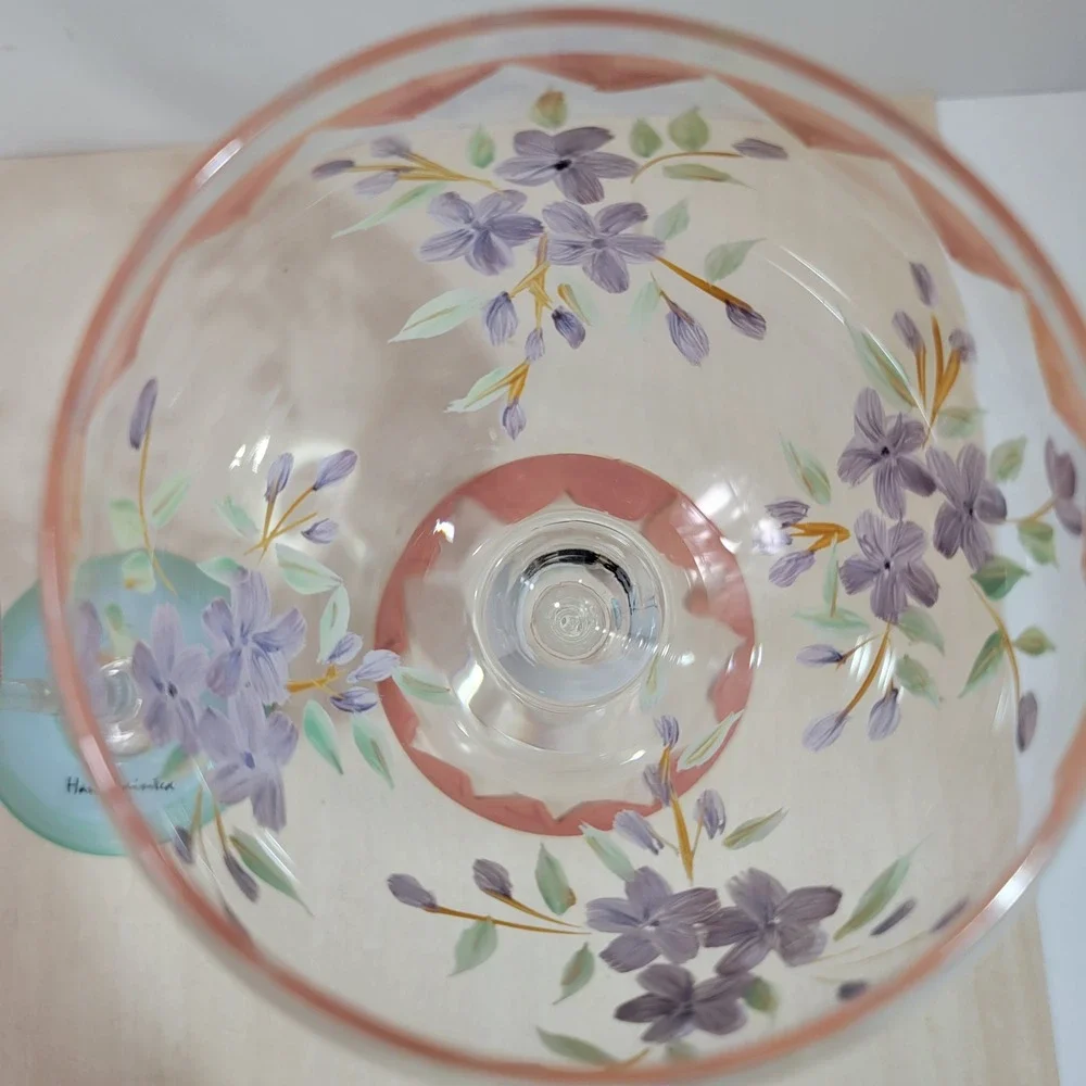 Handpainted Wine Glasses Set of 2‎ Butterflies Roses Floral Design Unique Gift
